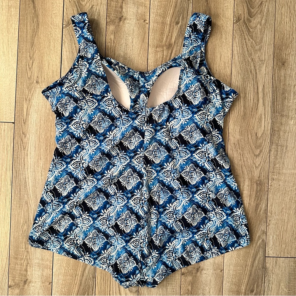 Azul Ruched Blue One Piece Bathing Suit - Picture 3 of 4